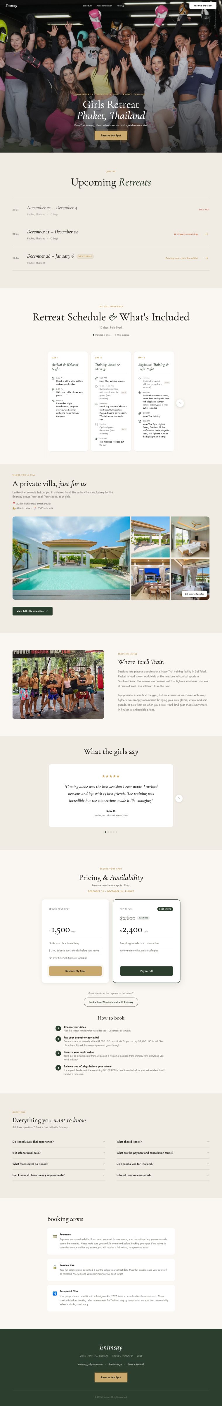 Enimsay retreat landing page