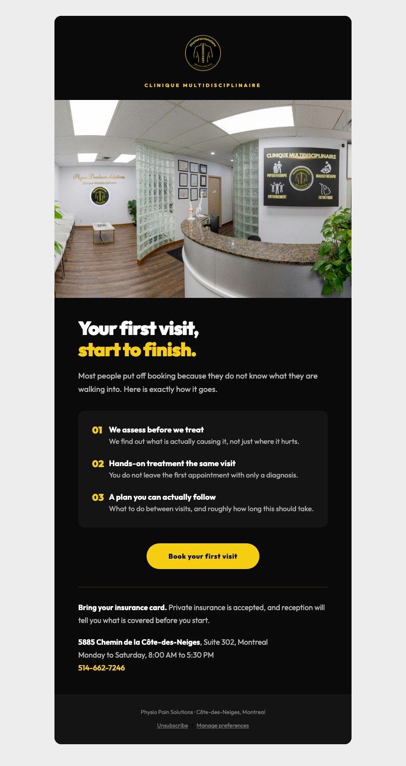 Physio Pain Solutions Email Marketing