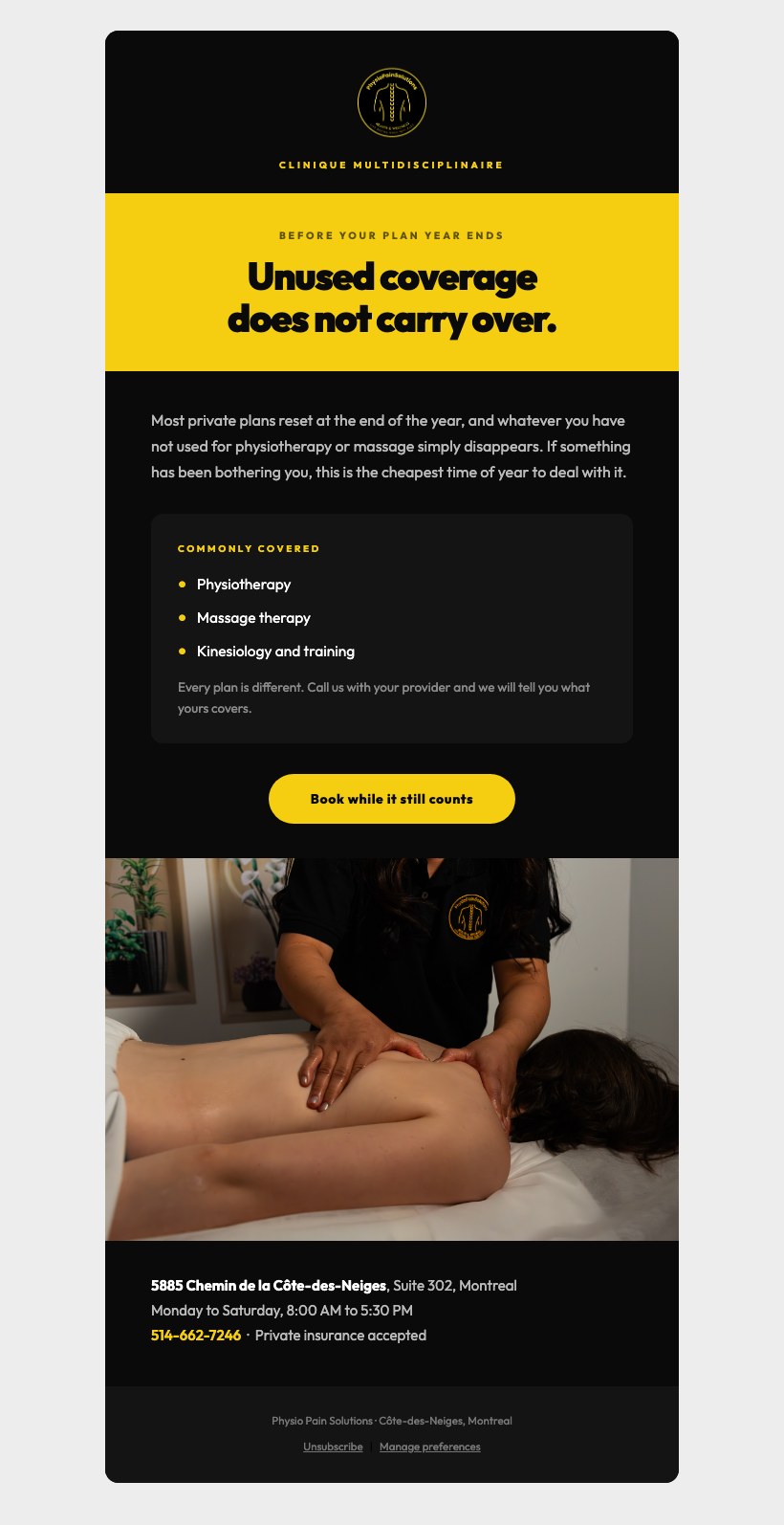 Physio Pain Solutions Email Marketing