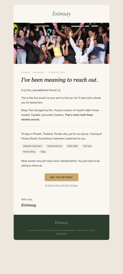 Enimsay marketing email
