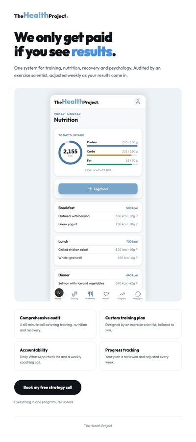 The Health Project marketing email