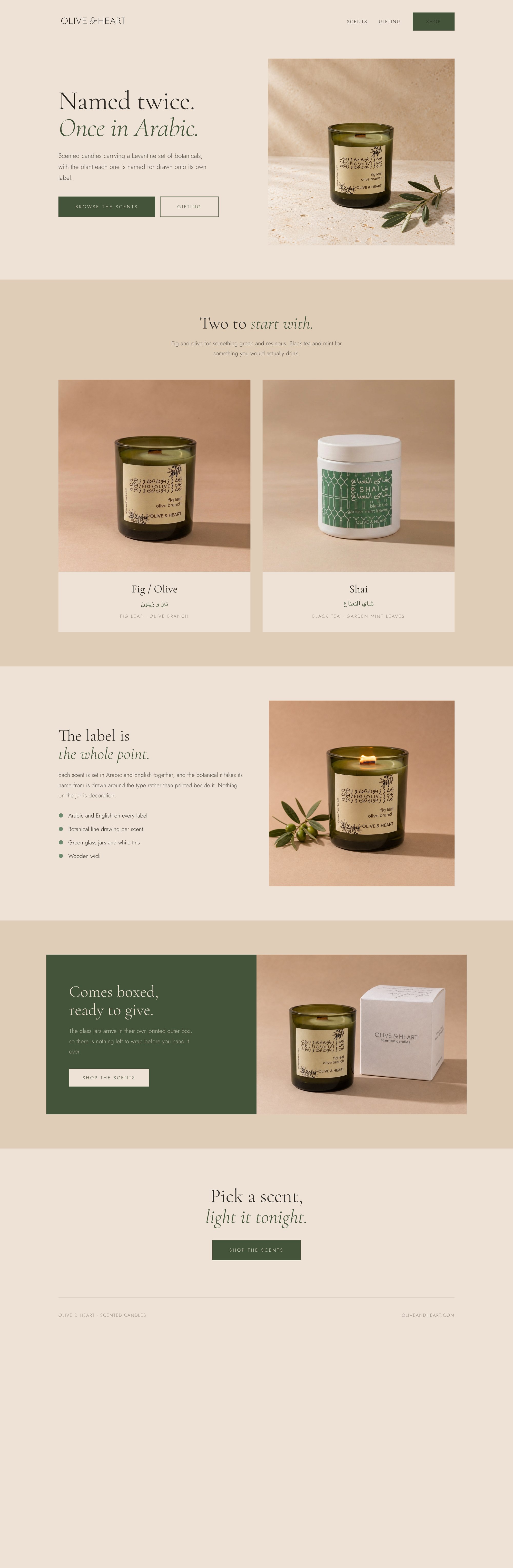 OLIVE & HEART website