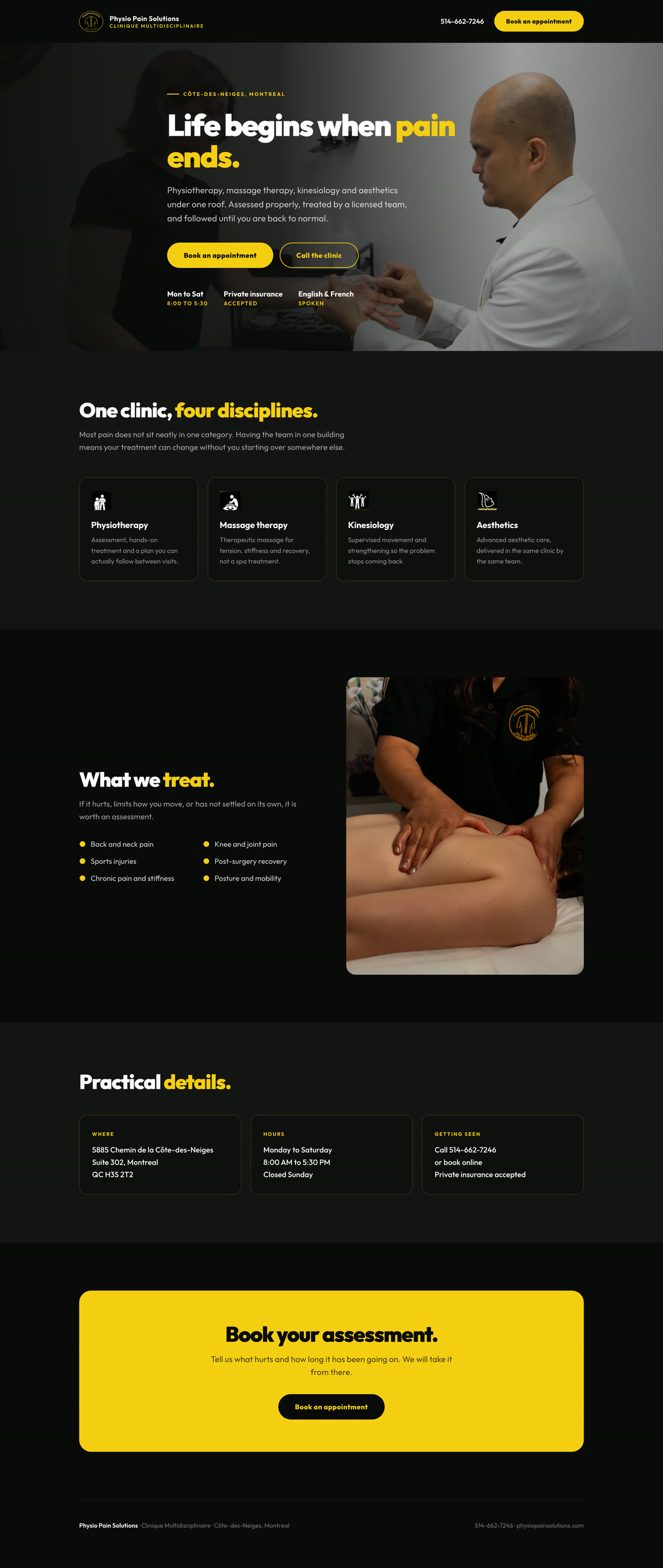 Physio Pain Solutions website