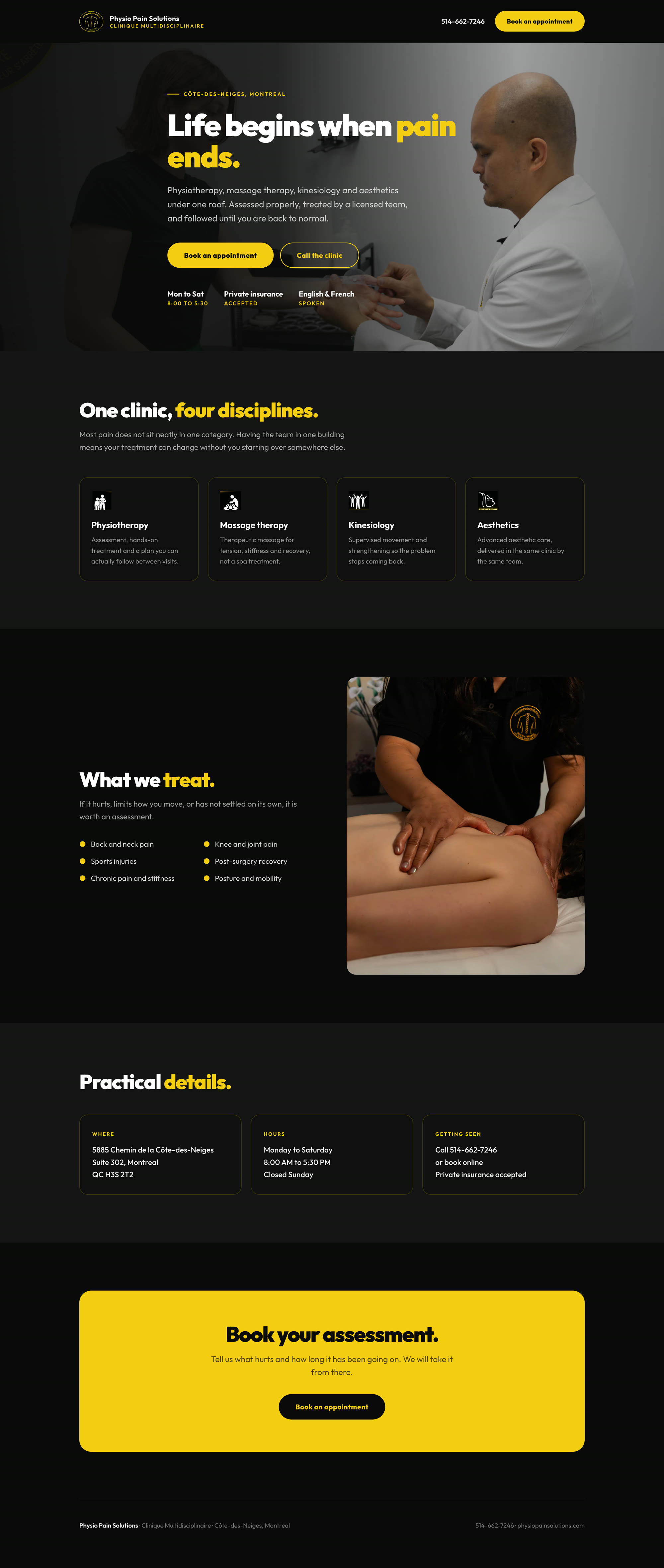 Physio Pain Solutions website